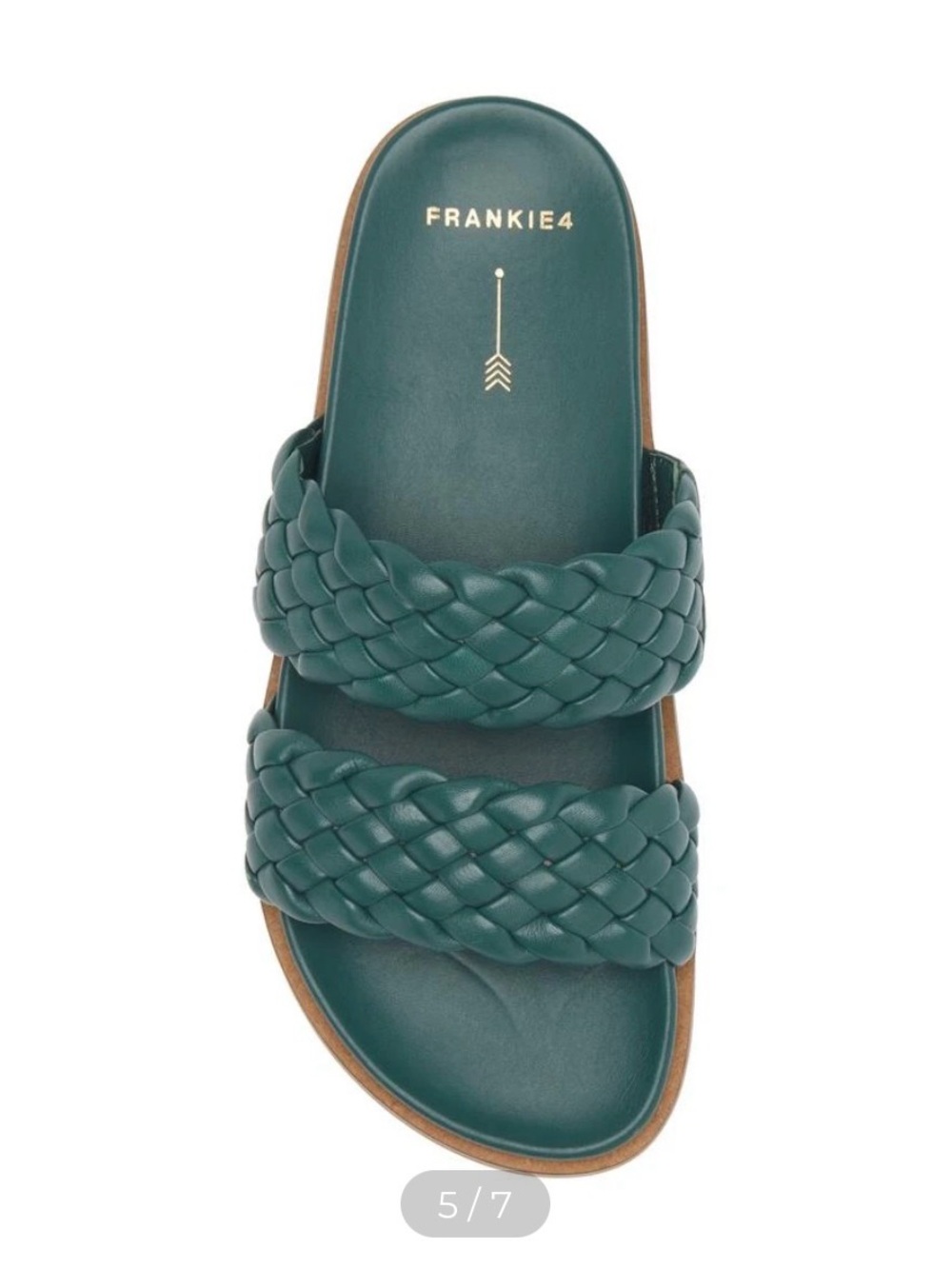 FRANKIE4 Malone woven leather slides in emerald green size 6 EUC - Picture 1 of 7